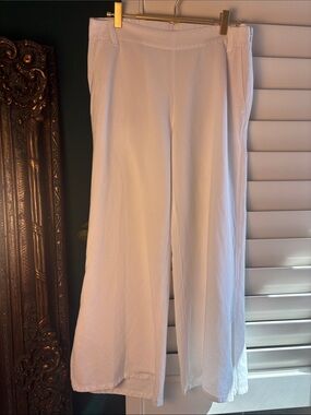 J. Jill White Wide Leg Linen Coastal Beachy Lagenlook Pants size Small